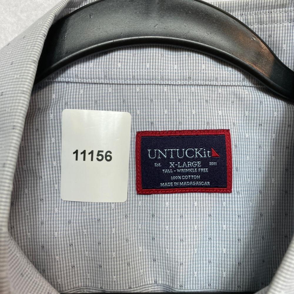 UNTUCKit Shirt Mens XL Tall Grey Tresor Wrinkle Free Dotted 41127 Button Down - Picture 7 of 10